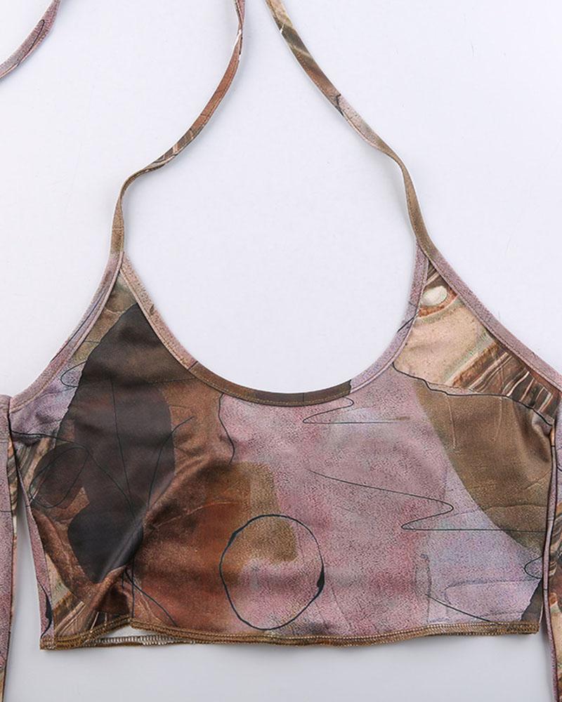 Vintage Print Halter Top