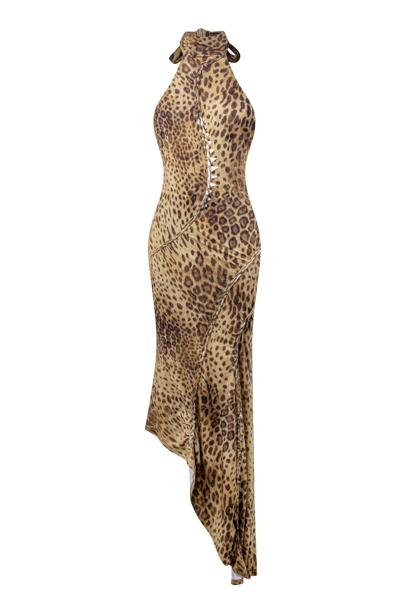 2024 Summer Sexy Leopard Print Backless Halter Neck Dress