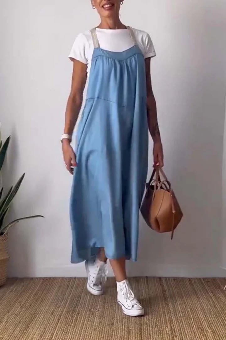 Women's Simple Cotton Linen Sling Dress