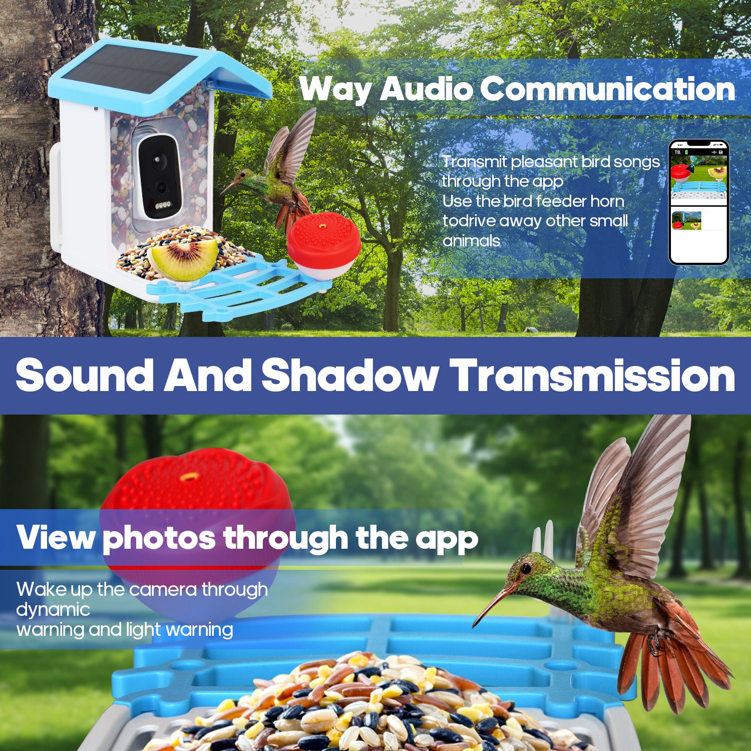 Jugoo® Smart Bird Feeder with 4MP HD Camera, Solar Panel & AI, App Alerts