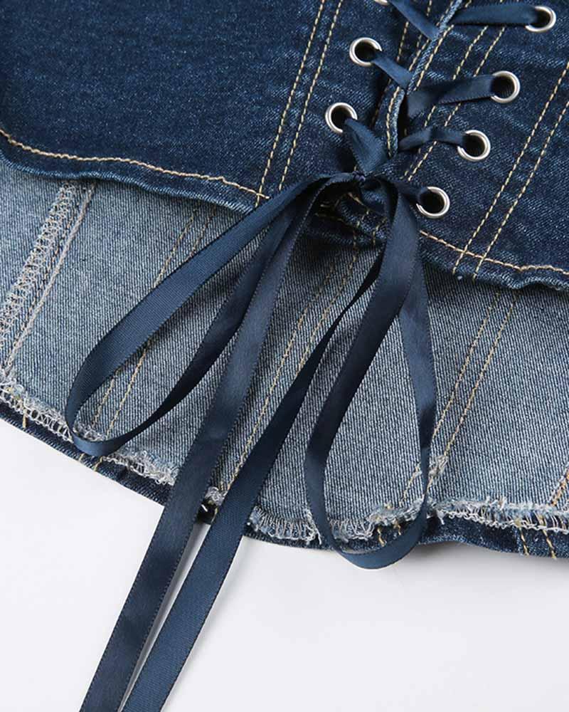 Summer 2024 Denim Corset Top for Women