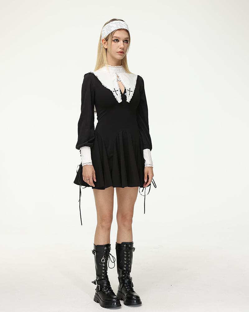 Nun Cross Halloween Cosplay Long Sleeves Dress